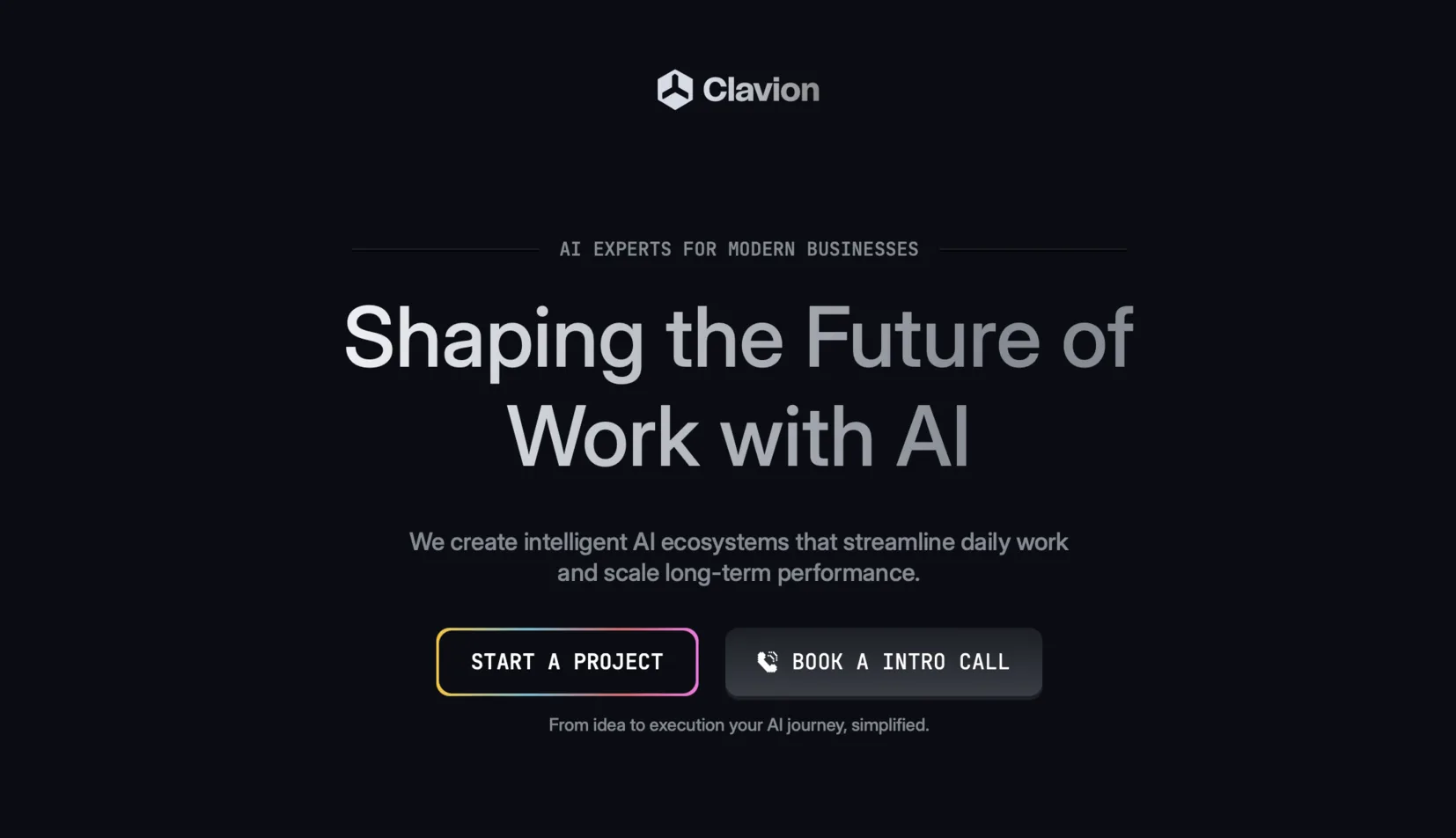 The Clavion template home page.