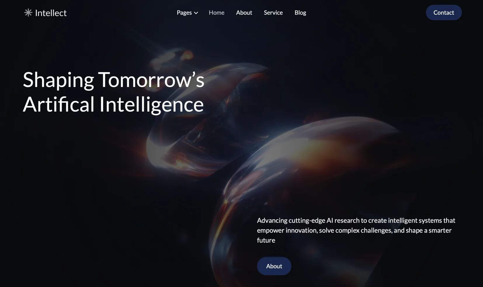 The Intellect template home page.